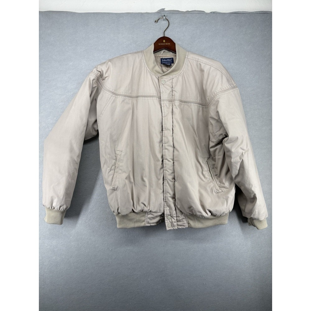 John Blair Mens Tan Bomber Harrington Jacket Quilted Lining Beige Medium 5341405